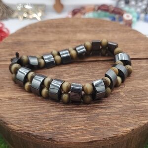 Hematite And Tigers Eye Bracelet B3008